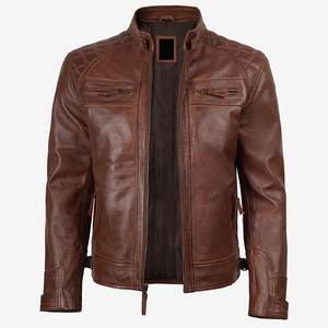 Nouvelle veste marron personnalisée avec logo pour hommes, vestes en cuir vintage, vestes pour hommes, vêtements d'extérieur, veste d'hiver de haute qualité, streetwear - Product Image 3