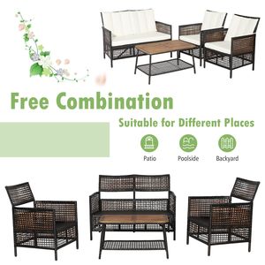 Juego de Muebles de Ratán para Patio de 4 Piezas con Mesa de Centro de 2 Niveles - Product Image 6