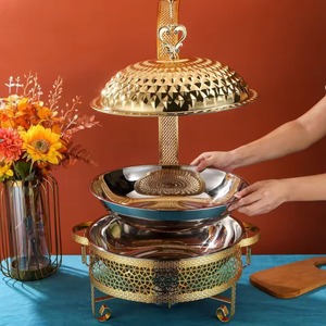 Nuevo Chafing Dish de Acero Inoxidable Chapado en Oro, Recipiente para Calentar Comida Tipo Buffet, Directo de la India - Product Image 5
