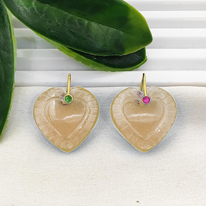 Champagne Quartz Heart Carving Pendant 20mm Heart Shape Handmade Carved Charms Gold Plated Pendant For Jewelry Making Supplier - Product Image 1