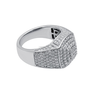 Hiphop Rhodium Plated Sterling Silver Cluster <b>Ring</b> with Prong Setting <b>Iced</b> Out Design Engagement & Wedding Anniversary Gift <b>Ring</b> - Product Image 4