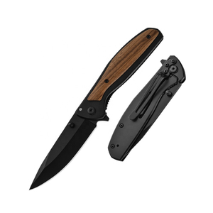 Navaja Plegable Utilitaria con Hoja de Acero de 20.8cm, Punta de Gota, Perilla de Pulgar, Mango de Madera, Diseño Artístico, Grosor de 0.5mm, Longitud Total de 6.7in - Product Image 3