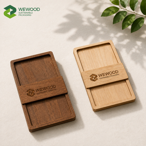 Plateau coulissant en bois personnalisé pour argent avec logo gravé au laser, emballage de boîte à monnaie en bois durable - Product Image 1