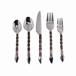 Modern Eco-Friendly American 2-<b>Pc</b> Flatware <b>Set</b> Stainless Steel Brass Silver Plating Luxury Dining Cutlery Long Heavy Handles - Product Image 6
