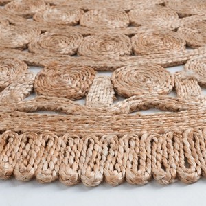 <b>Round</b> <b>Jute</b> Area <b>Rug</b> Geometric Pattern Bohemian Style Flat Weave Living Room Use - Product Image 4