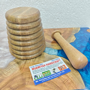 Traditional Style <b>Kitchens</b> <b>Wooden</b> Mortar And Pestle Grinder Garlic Masher Herb Crusher food-safe natural wood Mortar <b>Set</b> - Product Image 3