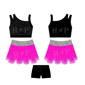 Ensemble de shorts et soutien-gorge d'entraînement de cheerleading avec strass imprimés pour adolescentes - Kits d'uniformes de cheerleading 100 % polyester - Product Image 5