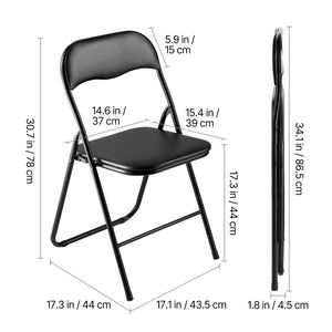 Set di 4 Sedie Pieghevoli in Pelle con Telaio in Metallo e Cuscini Imbottiti, Resistenti per Eventi all'Aperto e Parchi - Product Image 5