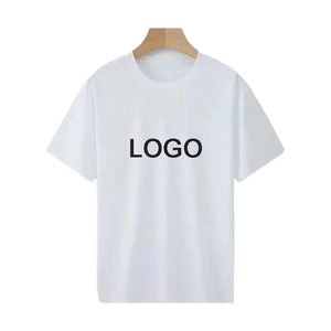 T-shirt en coton blanc surdimensionné pour homme, manches courtes, col rond, décontracté, couleur unie, jersey tricoté, design uni, longueur normale - Product Image 2
