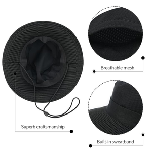 Wholesale Outdoor Sun Protection Bucket Hat Breathable Quick Dry Fisherman <b>Cap</b> with Chin Cord for <b>Hiking</b> Fishing Camping - Product Image 4