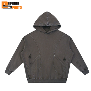 Sudadera con capucha de invierno de moda para hombre, 380 g/m², pesada, desgastada, al por mayor, oversize, con lavado a la piedra vintage, personalizada digitalmente - Product Image 1