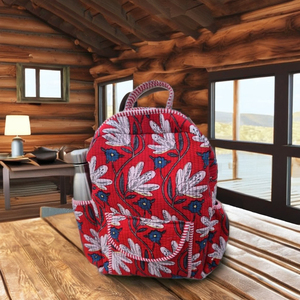 Hand Block Printed Boho <b>Backpack</b> Customized 100% Cotton Indian Block Print Quilted Lightweight College Business Fashion Ladies - Product Image 3