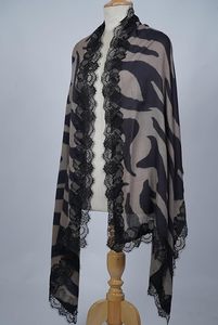 Chal de Cachemira y Lana Fina para Mujer, Diseño Digital, Ligero y Suave, con Borde de Encaje en los Cuatro Lados, Ideal para Fiestas - Product Image 6