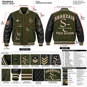 Veste bomber varsity unisexe Shahzaib Cloth Wears Y2K Streetwear, coupe ample, patchs en chenille, col mandarin, doublure en polaire - Product Image 6