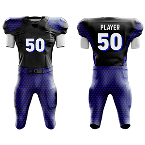 Ensemble de maillots de football américain personnalisés sublimés à manches courtes pour hommes, ajustés, 100 % polyester, anti-humidité, pour équipe, grandes tailles, devant - Product Image 2