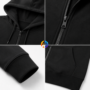 Sweat-shirt à capuche zippé pour homme, conçu pour un confort quotidien, offrant une chaleur légère et un style polyvalent pour un look décontracté moderne. - Product Image 5