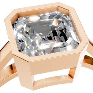 <b>Emerald</b> Cut Moissanite Solitaire Signet Engagement Wedding <b>Ring</b> Band Prong Setting Rhodium Plated 925 <b>Silver</b> Fine Jewelry - Product Image 3