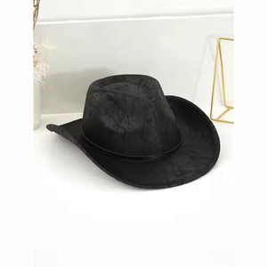 Leather Cowboy <b>Hat</b> Unisex Black Wide Brim Outdoor Casual Spring <b>Summer</b> 56-58CM - Product Image 2