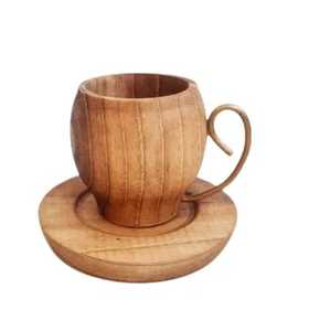 Ensemble tasse et soucoupe à café en bois haut de gamme, fabriqué à la main, en bois naturel, tasse à expresso, vaisselle écologique - Product Image 3