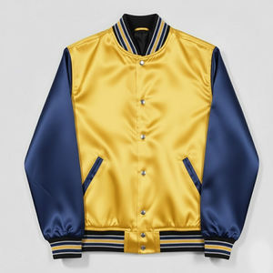 Nouvelle Veste Bomber en Satin Personnalisée 2026 pour Hommes et Femmes, Style Baseball, Broderie Écologique sur le Devant - Product Image 1