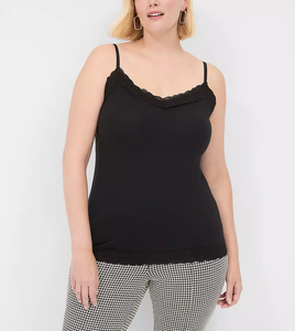 Top de tirantes finos de encaje transpirable de punto para mujer, con copa completa y elástico, estilo crop, ideal para verano. - Product Image 5