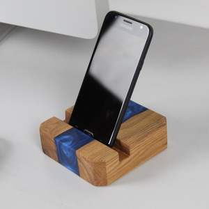 Soporte para Teléfono Móvil de Madera y Resina Hecho a Mano, Soporte de Madera Natural con Resina Epoxi para Escritorio, Hogar y Oficina, Craftera Exports - Product Image 2