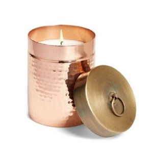 Hand Hammered Polished Copper Candle Jar with lid and customized Printed Box Natural Finish Luxury Copper Candle Jar for gift - Product Image 3