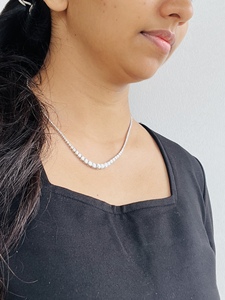 Women's Minimalist 14K Solid <b>Gold</b> Lab Grown Round Brilliant Cut Diamond <b>Tennis</b> <b>Necklace</b> Classic Wedding Gift Jewelry Party - Product Image 4
