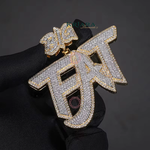 Pendentif Lettre Hip Hop en Diamant de Laboratoire, Argent 925, Coupe Ronde, Bijou Quotidien pour Homme - Product Image 2