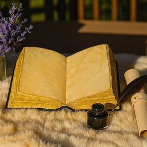 Diario de unicornio de cuero genuino de 400 páginas, hecho a mano, con papel de borde deshilachado, diseño religioso, wiccano, pagano, sol, magia y flores. - Product Image 6