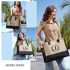 Bolsa de Mano con Cierre de Tela de Yute Natural para Uso Diario - Product Image 3