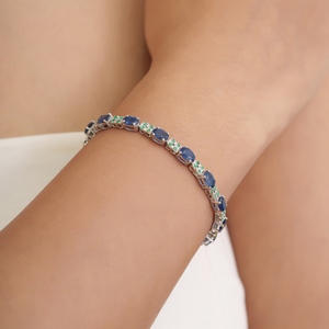 Pulsera de tenis hecha a mano con zafiro azul natural y esmeralda de plata de ley 925, la más vendida, para mujer - Product Image 4