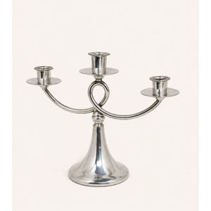 Candélabre vintage à 3 bras en métal, triple porte-bougie argenté, support de bougie pour centre de table de mariage et décoration de table d'hôtel et de maison - Product Image 1