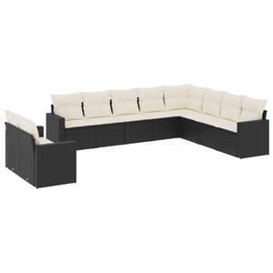 Conjunto de Sofás de Ratán Modernos para Exteriores, Color Negro con Cojines Crema, Resistentes a los Rayos UV, Muebles de Jardín de PE Tejido, Diseño Contemporáneo - Product Image 4