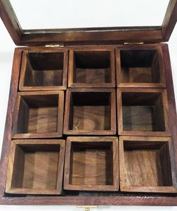 Traditional Kitchen Square Shape Six Compartment Wooden Spice <b>Boxes</b> for Spice and <b>Herbs</b> Organizing Purposes <b>Herb</b> & Spice Tools - Product Image 2