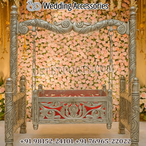 Traditional Modern Wooden Baby <b>Swing</b> Cradle for Baby Naming Ceremony Events Customizable Design Elephant Peacock Baby Palna - Product Image 3