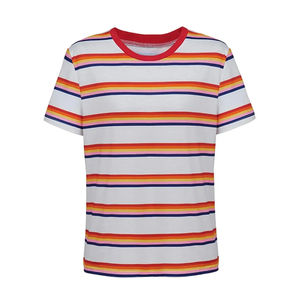 เสื้อยืดลายทางผ้าคอตตอนหนา ทรงบ็อกซี่ สตรีทแวร์ผู้ชาย คุณภาพพรีเมียม ผ้าหนา รับผลิตแบรนด์ส่วนตัว พร้อมส่ง - Product Image 1