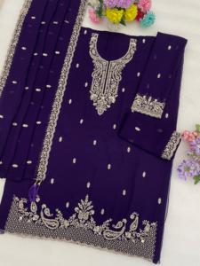 ชุดสัลวาร์ คามีซ ผ้าจอร์เจตต์เทียม แบบเย็บกึ่งสำเร็จ พร้อมงานปักและประดับเลื่อม ดีไซน์ทันสมัย สำหรับงานแต่งงานและงานดิวาลี - Product Image 6