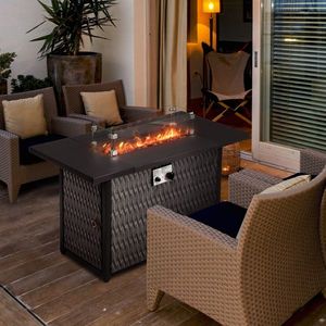 Tavolo da Esterno con Braciere a Gas Naturale da 43 Pollici, Design Moderno Quadrato con Vetro Refrattario e Tecnologia Senza Fumo - Product Image 4