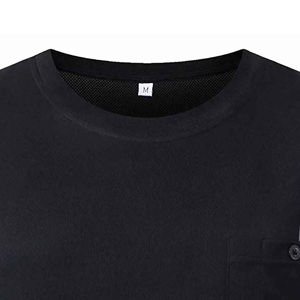 T-shirt de sécurité réfléchissant fluorescent noir pour homme, vêtements de travail haute visibilité, manches courtes avec poche poitrine, 100% coton respirant - Product Image 4
