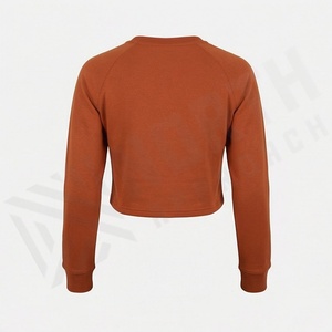 Camisetas Cortas de Manga Larga Personalizadas de Algodón con Cuello Redondo y Logotipo para Mujer, Ropa Deportiva Transpirable, Color Personalizado - Product Image 2