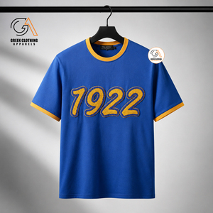 Ropa Griega, Camiseta Deportiva con Bordado Sigma Gamma Rho en la Parte Delantera, Azul y Amarillo, Secado Rápido, Cuello Redondo, Manga Corta, Informal - Product Image 6