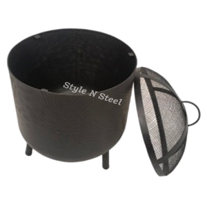 Brasero de cuisine cylindrique avec peinture résistante à la chaleur, design autoportant, chauffage extérieur au charbon/bois - Product Image 1