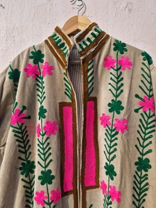 Handmade Suzani Embroidered <b>Velvet</b> Quilted Hooded Eco-Friendly <b>Jacket</b> <b>Women</b> Long Boho Ethnic Floral Winter Boutique Luxury - Product Image 4