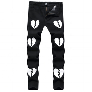 Jeans en denim pour homme 100% coton, écologiques, vintage, légers, coupe confortable pour l'été/le printemps, à porter au quotidien, imprimés - Product Image 1