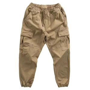 Pantalones Cargo para Hombre, Cintura Media, con Cordón, Largura hasta el Tobillo, Corte Holgado, Color Sólido, Poliéster, Ropa Casual de Otoño con Múltiples Bolsillos - Product Image 3