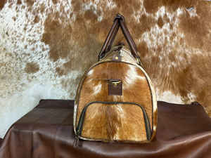 Sac de voyage unisexe en cuir véritable avec fourrure, design personnalisé, fermeture éclair, portable, LHDB-0096 - Product Image 4