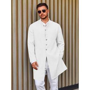 2025 hommes Kurta manteaux indien col Mandarin mariage fête vêtements décontracté caftan Robe pour tenues ethniques décontracté - Product Image 5