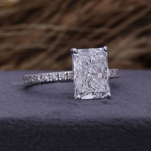 IGI Citified Radiant Cut Lab Grown Diamond Anillo de compromiso Pave Setting para regalo de fiesta de aniversario de boda para anillo de promesa - Product Image 5