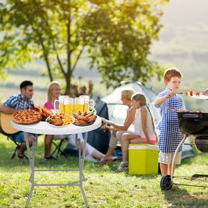 32-Inch <b>Round</b> <b>White</b> Outdoor Folding Utility <b>Table</b> Foldable 32inch <b>Round</b> <b>Table</b> - Product Image 1